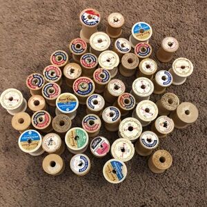 Vintage wooden thread spools